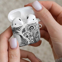 New Zealand Sea Animals AirPods Case with Maori Koru Tribal Tattoo and Silver Ferns White Color LT03 - Polynesian Pride