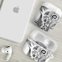 New Zealand Sea Animals AirPods Case with Maori Koru Tribal Tattoo and Silver Ferns White Color LT03 - Polynesian Pride