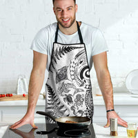 New Zealand Sea Animals Apron with Maori Koru Tribal Tattoo and Silver Ferns White Color LT03 - Polynesian Pride