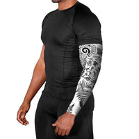 New Zealand Sea Animals Arm Sleeves with Maori Koru Tribal Tattoo and Silver Ferns White Color LT03 - Polynesian Pride