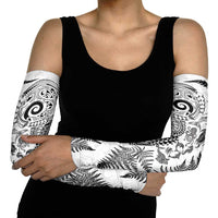 New Zealand Sea Animals Arm Sleeves with Maori Koru Tribal Tattoo and Silver Ferns White Color LT03 - Polynesian Pride