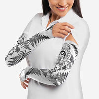 New Zealand Sea Animals Arm Sleeves with Maori Koru Tribal Tattoo and Silver Ferns White Color LT03 - Polynesian Pride