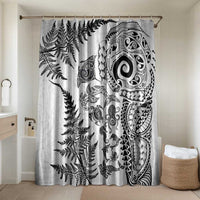 New Zealand Sea Animals Bathroom Set with Maori Koru Tribal Tattoo and Silver Ferns White Color LT03 Shower Curtain Only White - Polynesian Pride