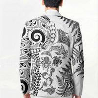 New Zealand Sea Animals Blazer with Maori Koru Tribal Tattoo and Silver Ferns White Color LT03 - Polynesian Pride
