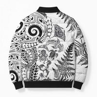 New Zealand Sea Animals Bomber Puffer Jacket with Maori Koru Tribal Tattoo and Silver Ferns White Color LT03 - Polynesian Pride