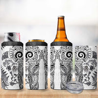New Zealand Sea Animals 4 in 1 Can Cooler Tumbler with Maori Koru Tribal Tattoo and Silver Ferns White Color LT03 - Polynesian Pride