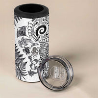 New Zealand Sea Animals 4 in 1 Can Cooler Tumbler with Maori Koru Tribal Tattoo and Silver Ferns White Color LT03 - Polynesian Pride