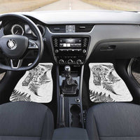 New Zealand Sea Animals Car Mats with Maori Koru Tribal Tattoo and Silver Ferns White Color LT03 Set 2pcs - Front White - Polynesian Pride