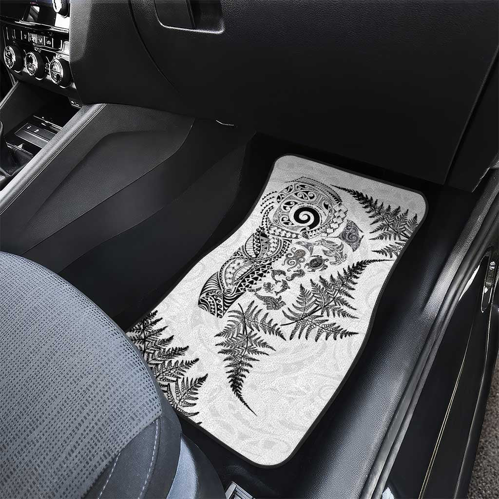 New Zealand Sea Animals Car Mats with Maori Koru Tribal Tattoo and Silver Ferns White Color LT03 - Polynesian Pride