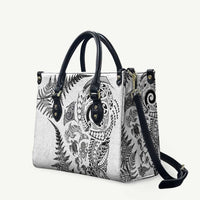 New Zealand Sea Animals Leather Bag with Maori Koru Tribal Tattoo and Silver Ferns White Color LT03 White - Polynesian Pride