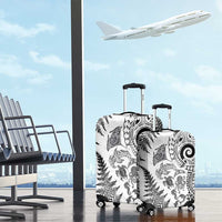 New Zealand Sea Animals Luggage Cover with Maori Koru Tribal Tattoo and Silver Ferns White Color LT03 - Polynesian Pride