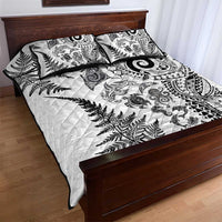 New Zealand Sea Animals Quilt Bed Set with Maori Koru Tribal Tattoo and Silver Ferns White Color LT03 - Polynesian Pride
