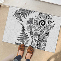 New Zealand Sea Animals Rubber Doormat with Maori Koru Tribal Tattoo and Silver Ferns White Color LT03 - Polynesian Pride