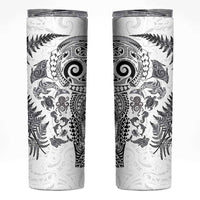 New Zealand Sea Animals Skinny Tumbler with Maori Koru Tribal Tattoo and Silver Ferns White Color LT03 White - Polynesian Pride