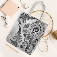 New Zealand Sea Animals Tote Bag with Maori Koru Tribal Tattoo and Silver Ferns White Color LT03 White Strap One Size White - Polynesian Pride