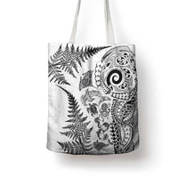 New Zealand Sea Animals Tote Bag with Maori Koru Tribal Tattoo and Silver Ferns White Color LT03 - Polynesian Pride