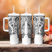 New Zealand Sea Animals Tumbler With Handle with Maori Koru Tribal Tattoo and Silver Ferns White Color LT03 - Polynesian Pride