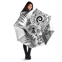 New Zealand Sea Animals Umbrella with Maori Koru Tribal Tattoo and Silver Ferns White Color LT03 - Polynesian Pride