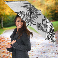 New Zealand Sea Animals Umbrella with Maori Koru Tribal Tattoo and Silver Ferns White Color LT03 - Polynesian Pride