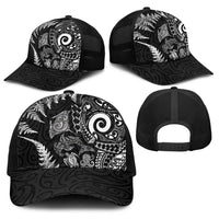 New Zealand Sea Animals Baseball Net Cap with Maori Koru Tribal Tattoo and Silver Ferns Black Color LT03 - Polynesian Pride