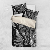 New Zealand Sea Animals Bedding Set with Maori Koru Tribal Tattoo and Silver Ferns Black Color LT03 US Twin 172cm x 218cm Black - Polynesian Pride