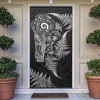 New Zealand Sea Animals Door Cover with Maori Koru Tribal Tattoo and Silver Ferns Black Color LT03 Black - Polynesian Pride
