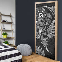 New Zealand Sea Animals Door Cover with Maori Koru Tribal Tattoo and Silver Ferns Black Color LT03 - Polynesian Pride