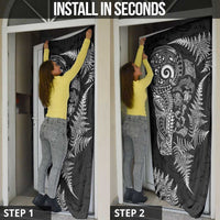 New Zealand Sea Animals Door Cover with Maori Koru Tribal Tattoo and Silver Ferns Black Color LT03 - Polynesian Pride
