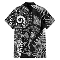 New Zealand Sea Animals Family Matching Mermaid Dress and Hawaiian Shirt with Maori Koru Tribal Tattoo and Silver Ferns Black Color LT03 - Polynesian Pride