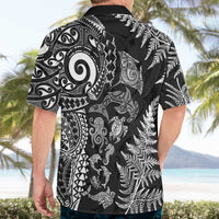 New Zealand Sea Animals Hawaiian Shirt with Maori Koru Tribal Tattoo and Silver Ferns Black Color LT03 - Polynesian Pride