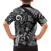 New Zealand Sea Animals Hawaiian Shirt with Maori Koru Tribal Tattoo and Silver Ferns Black Color LT03 - Polynesian Pride