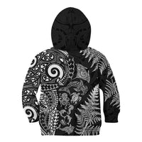 New Zealand Sea Animals Kid Hoodie with Maori Koru Tribal Tattoo and Silver Ferns Black Color LT03 - Polynesian Pride