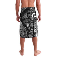 New Zealand Sea Animals Lavalava with Maori Koru Tribal Tattoo and Silver Ferns Black Color LT03 - Polynesian Pride