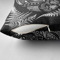 New Zealand Sea Animals Pillow Cover with Maori Koru Tribal Tattoo and Silver Ferns Black Color LT03 - Polynesian Pride