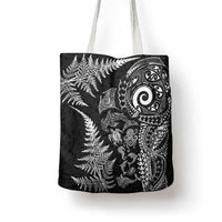 New Zealand Sea Animals Tote Bag with Maori Koru Tribal Tattoo and Silver Ferns Black Color LT03 - Polynesian Pride