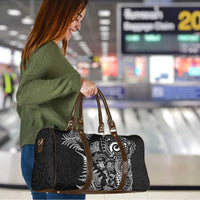 New Zealand Sea Animals Travel Bag with Maori Koru Tribal Tattoo and Silver Ferns Black Color LT03 - Polynesian Pride