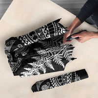 New Zealand Sea Animals Umbrella with Maori Koru Tribal Tattoo and Silver Ferns Black Color LT03 - Polynesian Pride