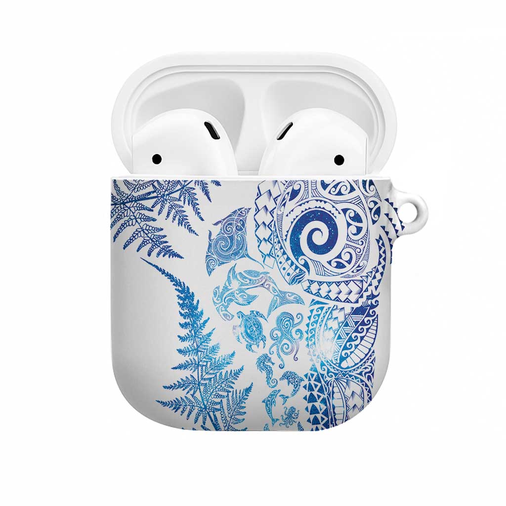 New Zealand Sea Animals AirPods Case with Maori Koru Tribal Tattoo and Silver Ferns Galaxy Style LT03 Multicolor - Polynesian Pride