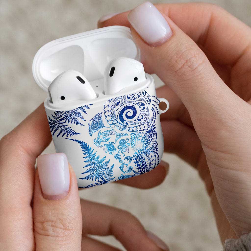New Zealand Sea Animals AirPods Case with Maori Koru Tribal Tattoo and Silver Ferns Galaxy Style LT03 - Polynesian Pride