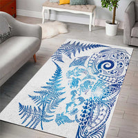 New Zealand Sea Animals Area Rug with Maori Koru Tribal Tattoo and Silver Ferns Galaxy Style LT03 - Polynesian Pride