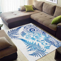 New Zealand Sea Animals Area Rug with Maori Koru Tribal Tattoo and Silver Ferns Galaxy Style LT03 - Polynesian Pride