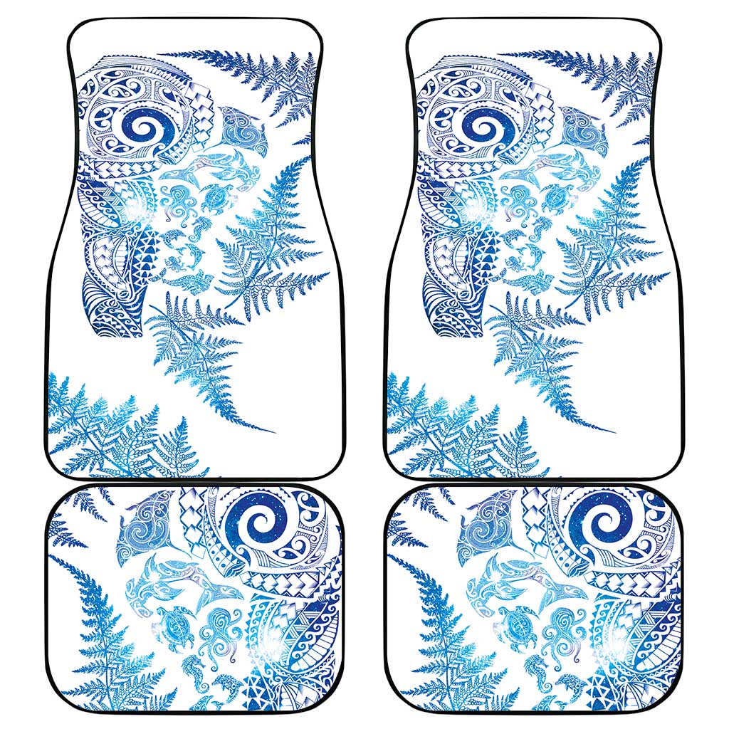New Zealand Sea Animals Car Mats with Maori Koru Tribal Tattoo and Silver Ferns Galaxy Style LT03 - Polynesian Pride