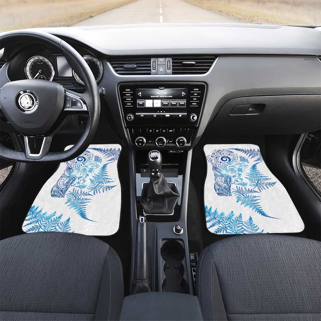 New Zealand Sea Animals Car Mats with Maori Koru Tribal Tattoo and Silver Ferns Galaxy Style LT03 Set 2pcs - Front Multicolor - Polynesian Pride