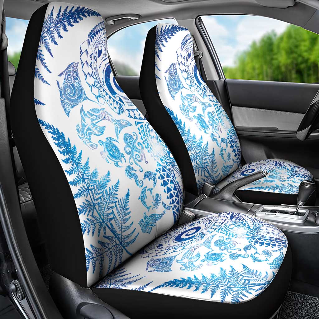 New Zealand Sea Animals Car Seat Cover with Maori Koru Tribal Tattoo and Silver Ferns Galaxy Style LT03 - Polynesian Pride