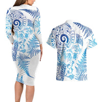 New Zealand Sea Animals Couples Matching Long Sleeve Bodycon Dress and Hawaiian Shirt with Maori Koru Tribal Tattoo and Silver Ferns Galaxy Style LT03 - Polynesian Pride