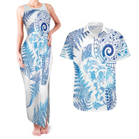 New Zealand Sea Animals Couples Matching Tank Maxi Dress and Hawaiian Shirt with Maori Koru Tribal Tattoo and Silver Ferns Galaxy Style LT03 Multicolor - Polynesian Pride