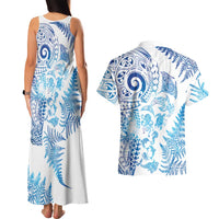 New Zealand Sea Animals Couples Matching Tank Maxi Dress and Hawaiian Shirt with Maori Koru Tribal Tattoo and Silver Ferns Galaxy Style LT03 - Polynesian Pride