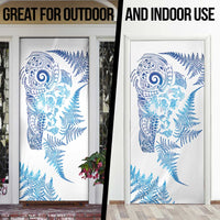 New Zealand Sea Animals Door Cover with Maori Koru Tribal Tattoo and Silver Ferns Galaxy Style LT03 - Polynesian Pride