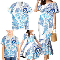 New Zealand Sea Animals Family Matching Mermaid Dress and Hawaiian Shirt with Maori Koru Tribal Tattoo and Silver Ferns Galaxy Style LT03 - Polynesian Pride