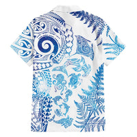 New Zealand Sea Animals Family Matching Off The Shoulder Long Sleeve Dress and Hawaiian Shirt with Maori Koru Tribal Tattoo and Silver Ferns Galaxy Style LT03 - Polynesian Pride